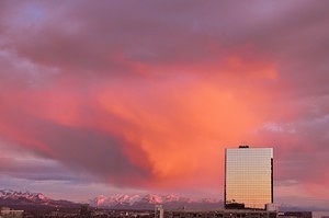 Red cloud over Anchorage