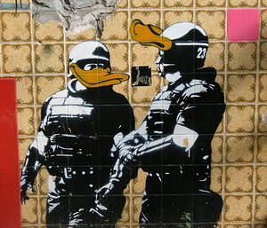 Duck head riot police