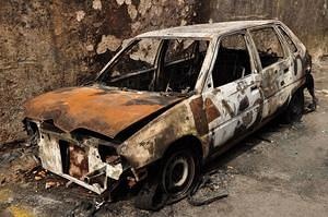 Burnt-down car