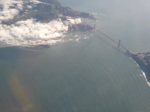In landing approach, over San Francisco. Picture by Mike.