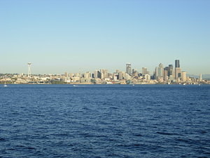 Die Skyline von Seattle, vom Boot aus