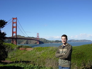 Once more posing in front of the bridge