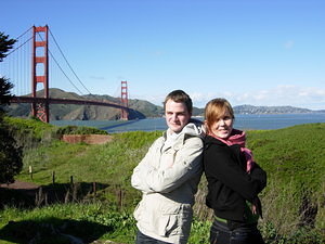 Once more posing in front of the bridge: Hanna and Ludvig