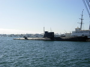 Submarine in the harbor