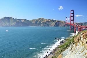 Golden Gate Bridge in the evening sun