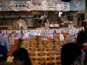 Krabben und Krebse auf dem Markt